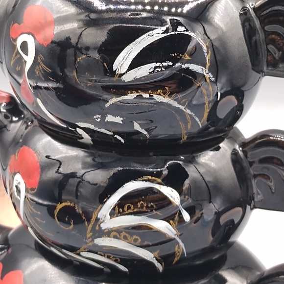 Stacking Redware Chicken Teapot Set Cream Sugar - Picture 5 of 16